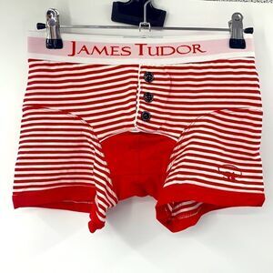 James Tudor Boxer Briefs‎ Red/White Stripe Sz XS